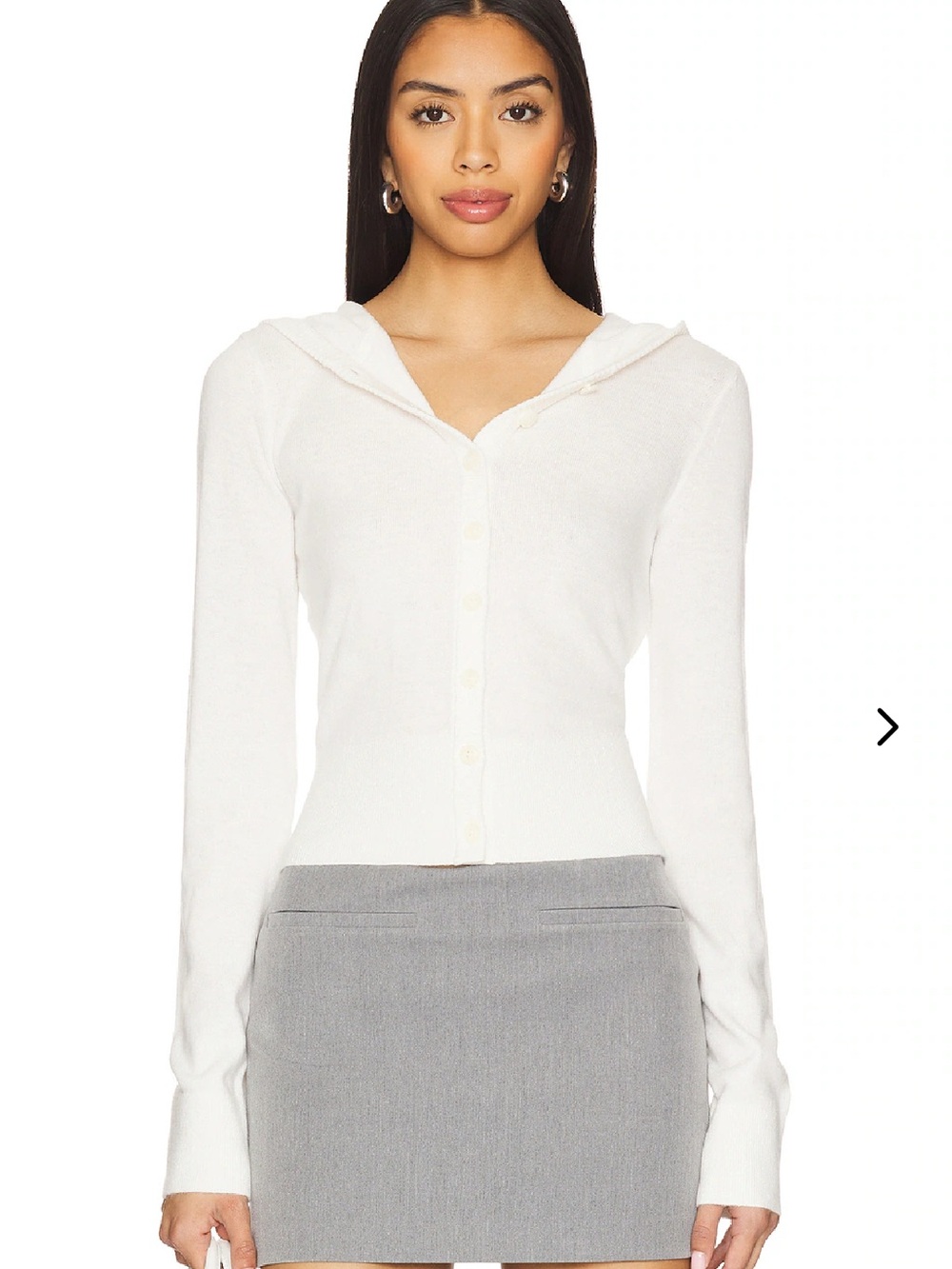 Lovers + Friends Kindra Cream Hooded Button-Front Cardigan